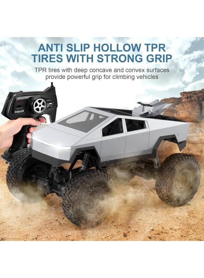 Wheels RC CAR 1.8 RC Cyber Monster Truck – 4WD Off-Road Remote Control Truck with Dual Motors, LED Headlights, 2 Rechargeable Batteries, Big-Scale 2.4GHz Cyber Toy Vehicle for Kids - Image 2